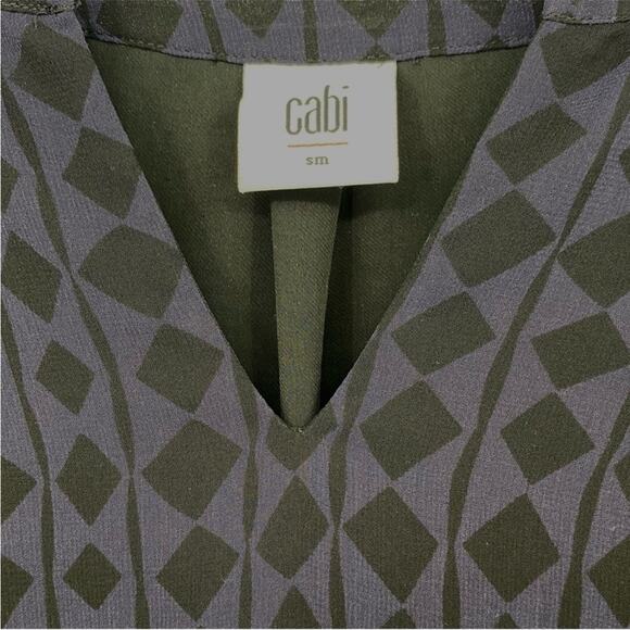 Cabi Harlequin Purple & Black Print Sheer Long Sleeve Shift Dress Small GUC - Picture 6 of 6